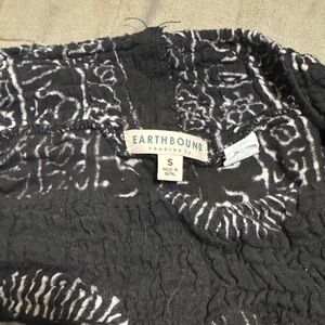 Earthbound Textured Black and White Open Leg Pants